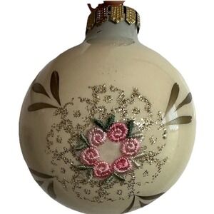 Christmas Ornaments Montgomery Ward Hand Made In Bavaria Set of 5 1980s Floral